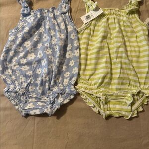 Old Navy Blue and White Floral Bodysuits
